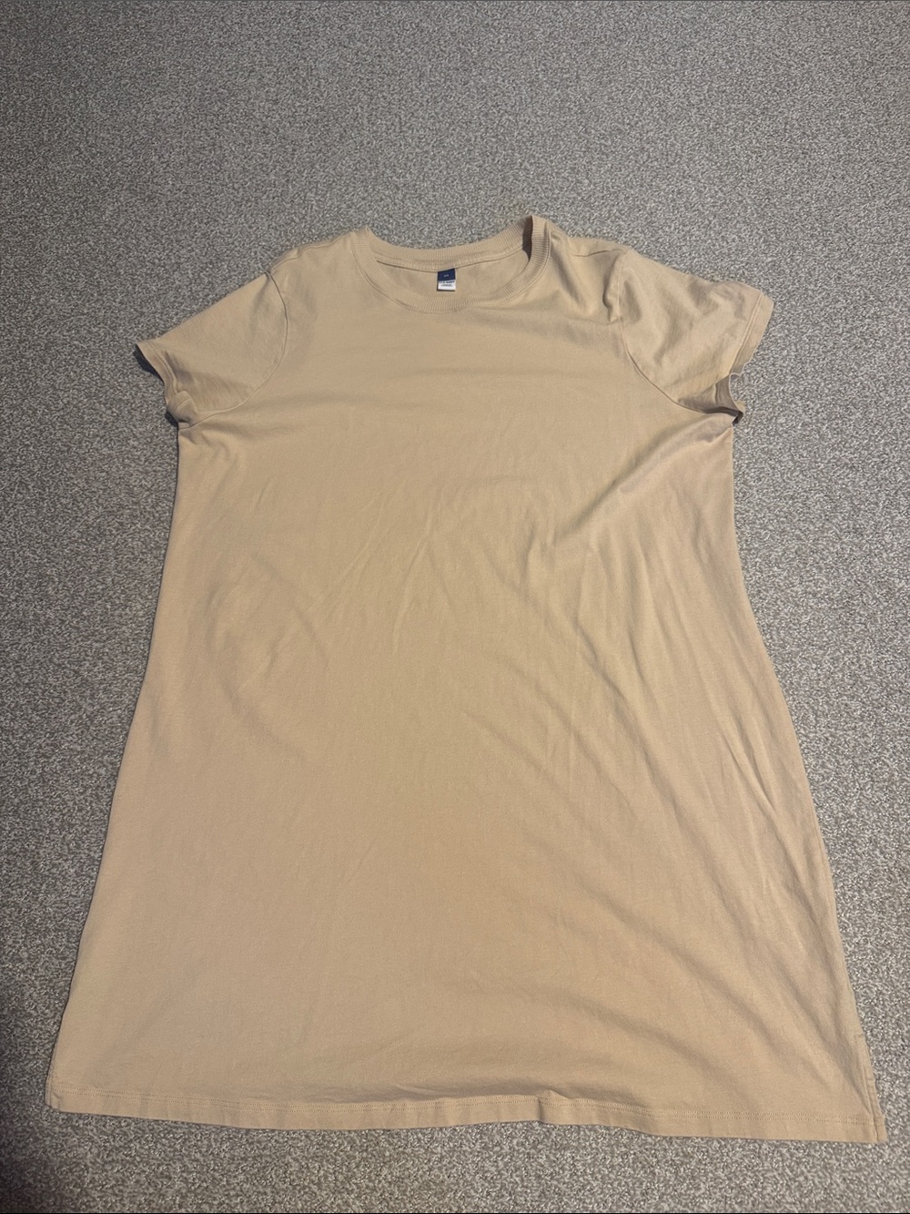Old Navy Beige Short-Sleeve Crewneck T-Shirt Dress